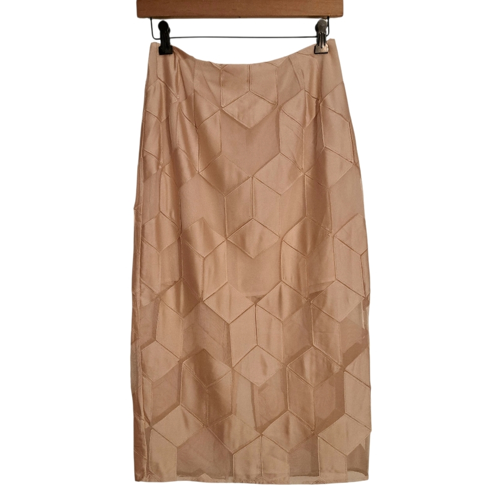 Finders Keepers Sheer Abstract Design Pencil Skirt